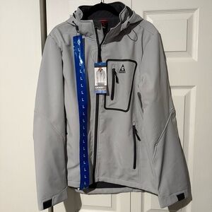 Gerry Full Zip Wind Water Resistant Fleece Softshell Hooded Raincoat Jacket L